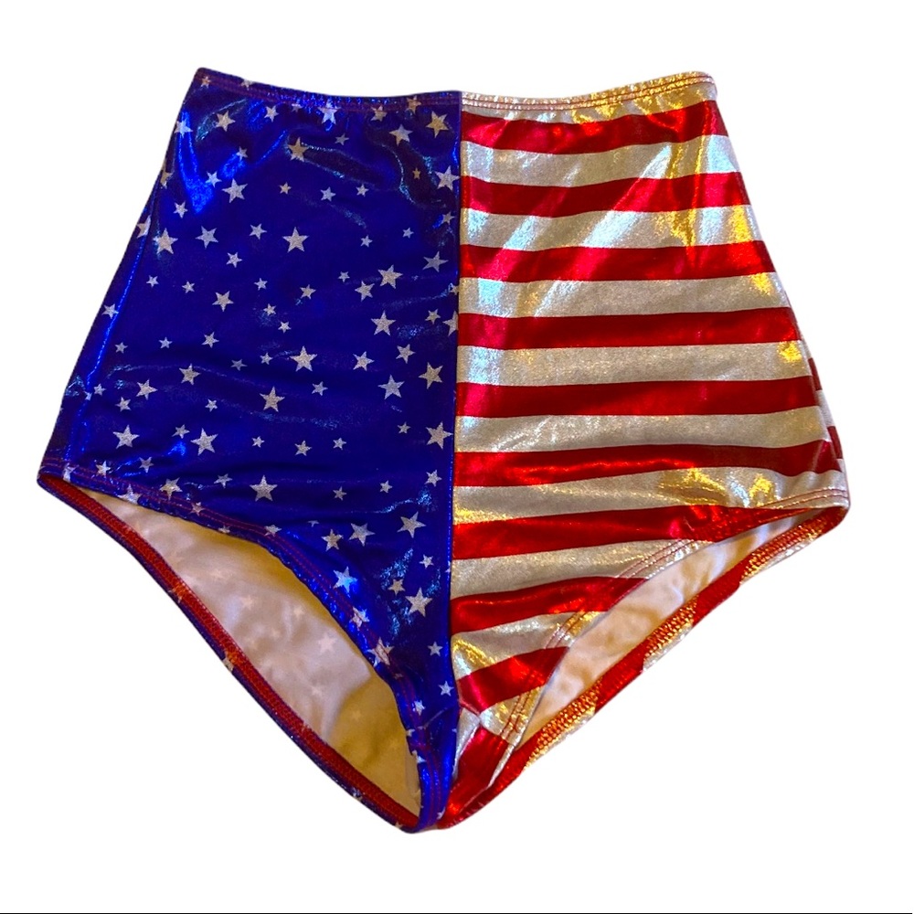 Roma -  Metallic Stars N Stripes High Waisted Hot Pants
